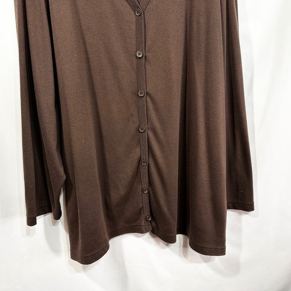 Only Necessities Plus Size 5X Top Brown V Neck‎ Long Sleeve Button Front 1395 - Picture 5 of 7